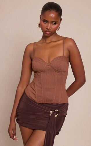 Corset Texturé Chocolat À Bretelles Fines, Chocolat