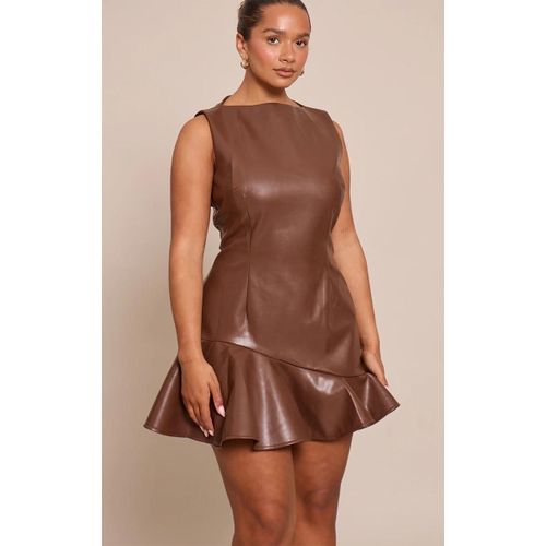 Shape Mini Robe En Pu Chocolat À Volants, Chocolat