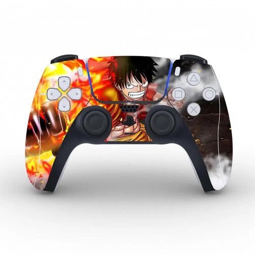 Autocollant Luffy animé One Piece pour manette PS5, étiquette de protection en vinyle pour Playstation 5