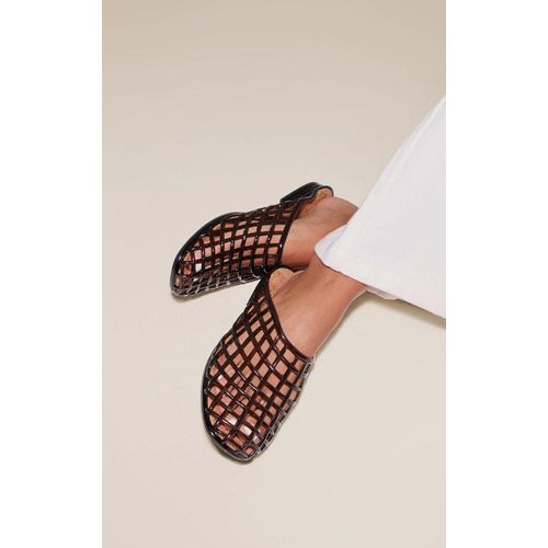 Mules En Caoutchouc Noir Semelle En Effet Liège Noir