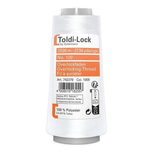 Fil Surjet Spécial Overlock 2500m 100% Polyester - Att 9 - 1005 - Blanc