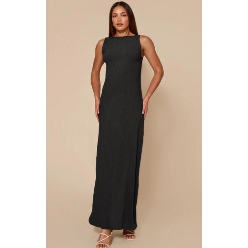 Tall Robe Longue Texturée Kaki À Col Bateau Et Dos Échancré, Noir