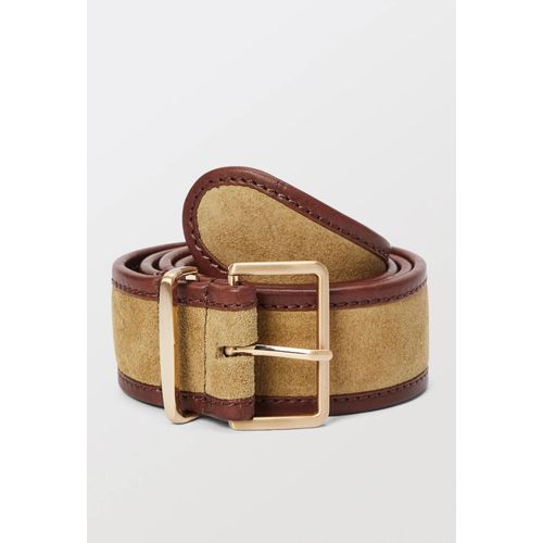 Ceinture 4,5 Cm Bi-Matière En Cuir