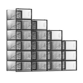 Boîte à chaussures transparent lot de 12 boîte de rangement pointure 44 empilables pour collections de baskets talons hauts transparent et noir Helloshop26 12_0004359