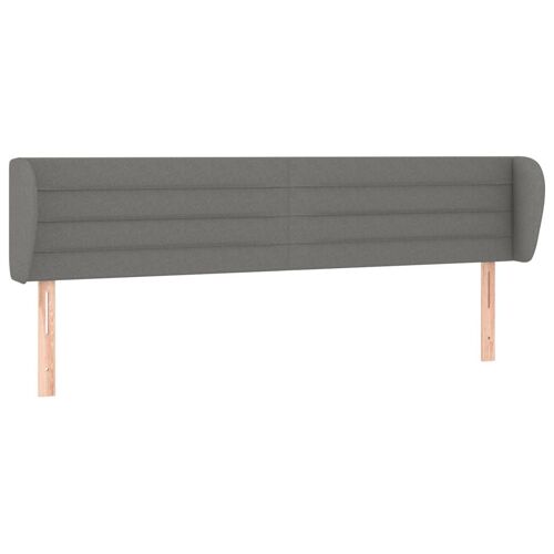 Tête de lit accessoire couchage chambre à coucher meuble avec rebord latéral 203 x 23 x 78/88 cm tissu gris foncé TDL0204919