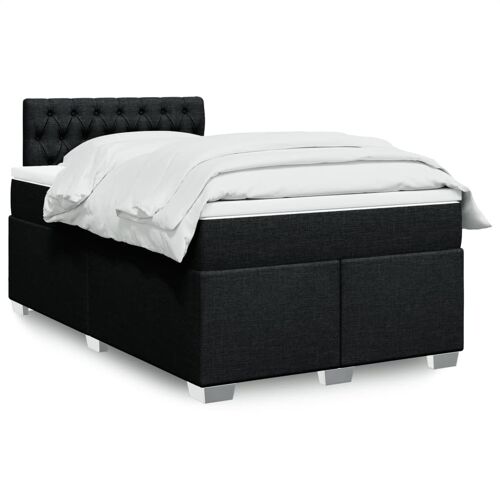 vidaXL Sommier à lattes de lit avec matelas noir 120x190 cm tissu