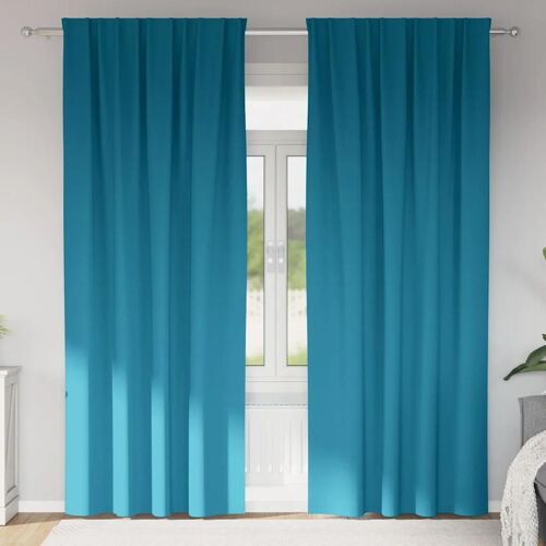 Vidaxl Rideaux Avec Des Rideaux 2 Pcs Turquoise Polyester