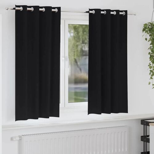 Vidaxl Rideaux Avec Des Rideaux 2 Pcs Noir Polyester