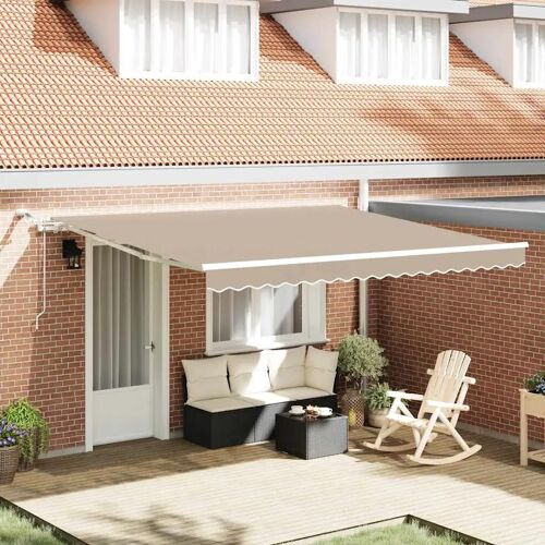 Vidaxl Auvent Rétractable Beige 400 × 350 Cm Tissu, Métal