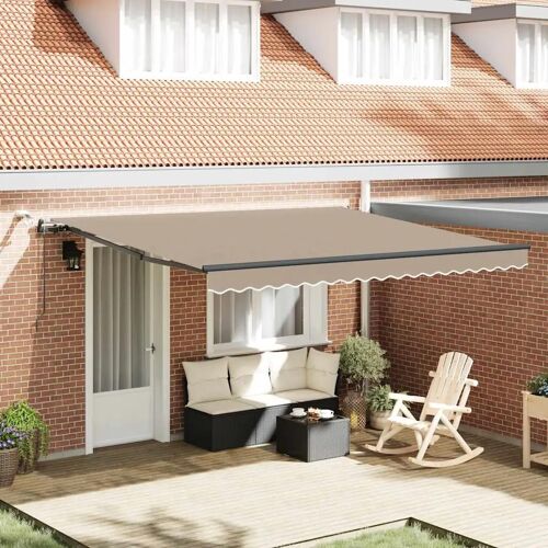 Vidaxl Auvent Rétractable With Beige 400 × 350 Cm Tissu