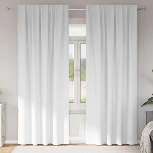 Vidaxl Rideaux Avec Des Rideaux 2 Pcs Blanc Pur Polyester