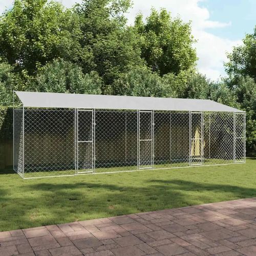 Cage Pour Chien Argent 800 X 200 X 256 Cm Acier Galvanisé