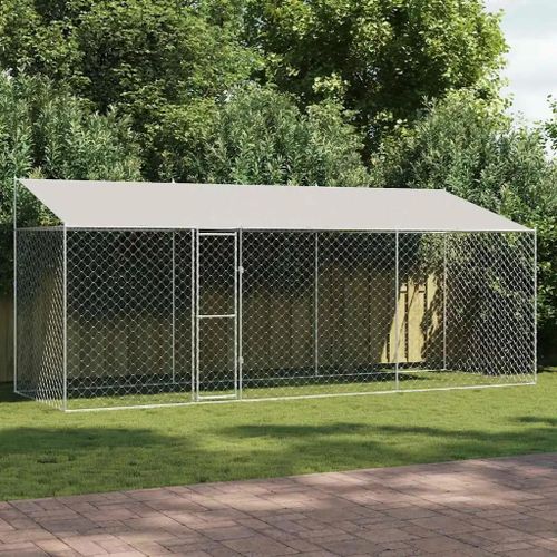 Cage Pour Chien Argent 600 X 200 X 256 Cm Acier Galvanisé