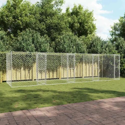 Cage Pour Chien Argent 800 X 200 X 200 Cm Acier Galvanisé