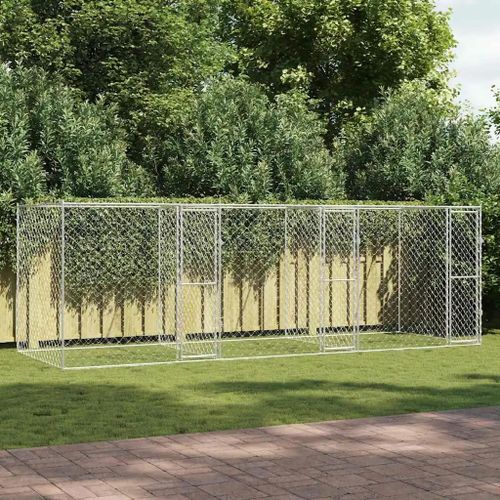 Cage Pour Chien Argent 600 X 200 X 200 Cm Acier Galvanisé