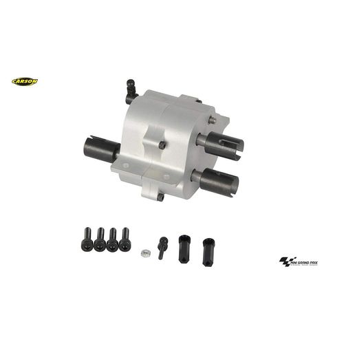 Carson 500907266 500907266-1 Boîtier De Distribution 2 Vitesses En Aluminium Sperr, Impression Rc, Pièces De Rechange, Accessoires De Tuning, Modélisme, Échelle 1:14, Argent-Carson