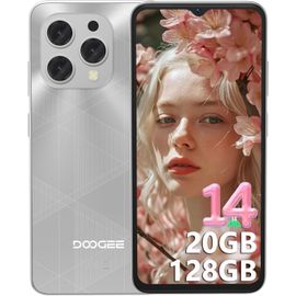 DOOGEE N55 Plus 4G Débloqué, 20Go+128Go,Argent Argent