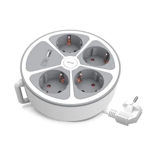 Multiprise à 4 prises SCHUKO avec interrupteur Prises USB-A et USB-C 2m PLASTROL