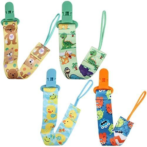 Lot De 4 Attaches Tétines Coton Bébé Attache Tétine Attaches Tétines Garçon Filles Attaches Tétines Pour Cordon Avec Clips Neutre