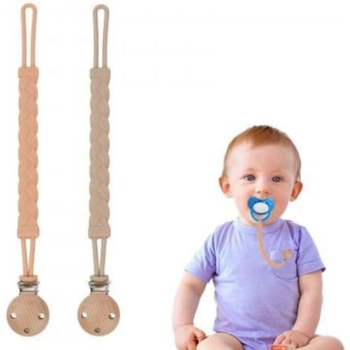 2pcs Attache-Tétine En Silicone Avec Pince,Chaîne De Sucette En Silicone Attache,Teether Pacifier Clip Chain Pour Bébé Garçons Et Filles,Garde La Tétine Propre,Douce Et Flexible (01+02)
