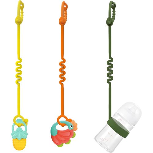 Attache Tetine Silicone ¿ Lot De 3 Sangles De Jouets Pour Bébé,Convient Attaches Pour Poussette,Chaise Haute,Accessoires Poussette,Attache Tetine Sans Bpa.[H155]