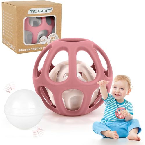 Jouet De Dentition Bébé-Balle Sensorielle,Hochet Montessori Pour L`Éveil De Bébé 0-3-6-9-12 Mois,Garçon Et Fille,Jouet De Développement Sans Bpa Cadeau De Naissance Pour Nouveau-Né,Rose