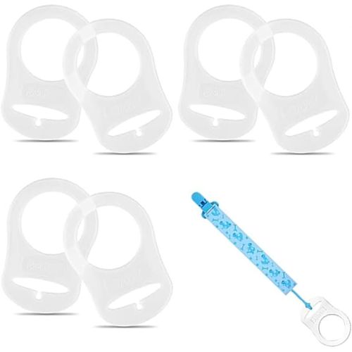 Paquet De 6 Anneaux De Boutons En Silicone Transparent Attache-Sucette Clip Adaptateur Pour Tétine De Bébé,Silicone Attache-Sucette Clip Adaptateur Anneau Pour Tétine,Anneau De Bouton En Sil