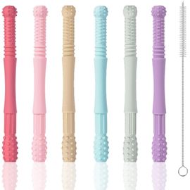 6 Anneaux De Dentition Creux Bébé Silicone Pp Avec Brosse De Nettoyage-Jouet De Dentition Sans Bpa
