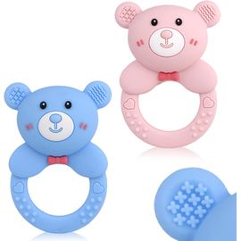 Anneau De Dentition Pour Bébé,2 Pièces En Silicone Avec Hochet,Sans Bpa,Jouet À Mâcher Pour Bébés 0-3 Ans,Facile À Tenir Anneau Apaisant Pour Gencives.[H27]