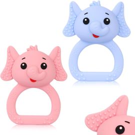 Anneau De Dentition Pour Bébé,2 Pièces En Silicone Avec Hochet,Sans Bpa,Jouet À Mâcher Pour Bébés 0-3 Ans,Facile À Tenir Anneau Apaisant Pour Gencives.[H31]