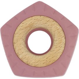 Pentastar-Anneau De Dentition En Silicone Souple Et Bois-Aide À La Dentition Pour Bébés À Partir De 3 Mois-Soulage La Douleur Lors De La Poussée Dentaire-Sans Bpa-Rose