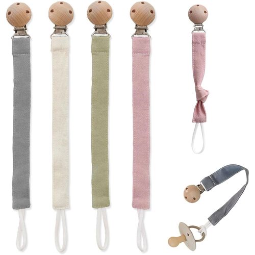 Lot De 4 Attache-Tétines En Tissu,Attache-Tétine Avec Clip,Porte-Tétine Pour Garçons Et Filles,Ensemble Pacifier Chain Pour Empêcher La Tétine De Tomber-4 Couleurs