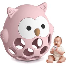 Anneau De Dentition En Silicone Alimentaire Pour Bébé En Forme De Chouette,Facile À Saisir Et Doux,Jouets À Mâcher Pour L'autisme,Jouet De Dentition Apaisant Sans Bpa Pour Bébés 3 6 9 24 Mois,Rose