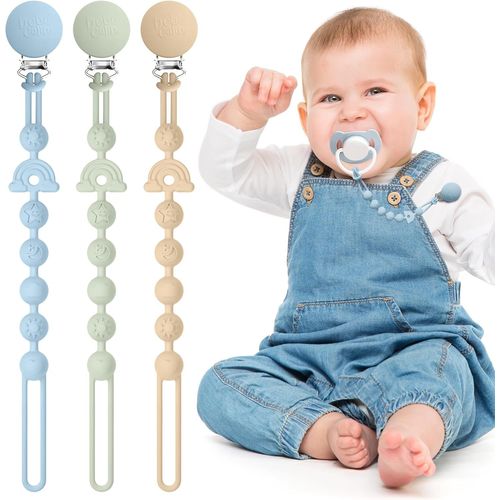 Lot De 3 Attache-Tétines En Silicone,Sans Bpa,Pour Fille,Design Flexible En Une Seule Pièce Pour Bébé,Garde La Tétine Propre