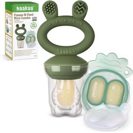 Bébé Fruits Nourriture Mangeoire & Mini Plateau À Grignoter,Moule À Glace Pour Lait Maternel,Mangeoire Silicone Sans Bpa Pour Auto-Alimentation Sûre Nourrisson,4 Mois Et Plus-Vert Olive