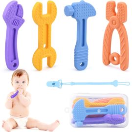 Anneau Dentition Bébé En Silicone-4pcs Anneaux De Dentition Sans Bpa|Soulage Gencives|Sensoriels De Qualité Alimentaire Pour Nourrissons 3+ Mois,Garçon Fille