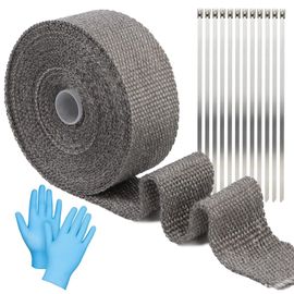 5cm*10m Ruban Isolant Thermique,Bande Thermique Echappement,Bande Isolante Thermique En Fibre De Basalte Avec 12 Attaches En Acier Inoxydable,Bande Isolant Moto Tuyeau Collecteur D'échappement-Gris