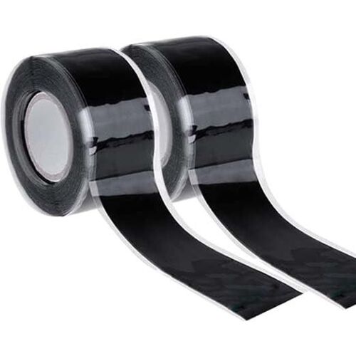 Lot de 2 rouleaux de ruban en silicone auto-soudant pour câbles coaxiaux et électriques des antennes extérieures,des fuites de tuyau/tuyaux et des réparations d'urgence,25 mm x 3 m (noir)