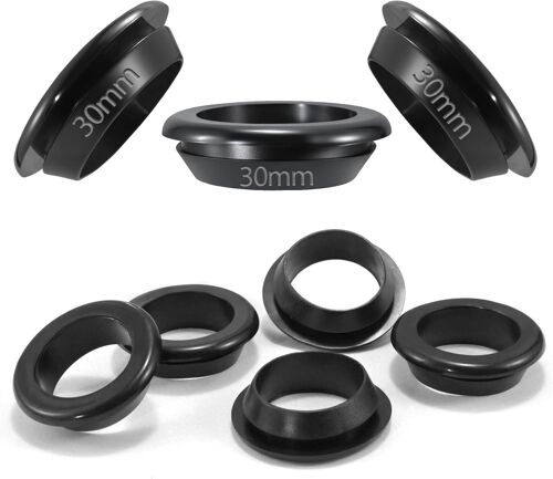 Lot de 15 passe-câbles en caoutchouc ID 30 mm Passe-câbles en caoutchouc Diamètre d'encastrement 35 mm Douille de câble étanche Noir Embouts en caoutchouc pour câbles Protection des câbles