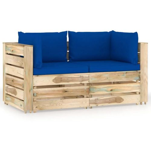 Prolenta Premium - Canapé De Jardin 2 Places Avec Coussins Bois Imprégné De Vert