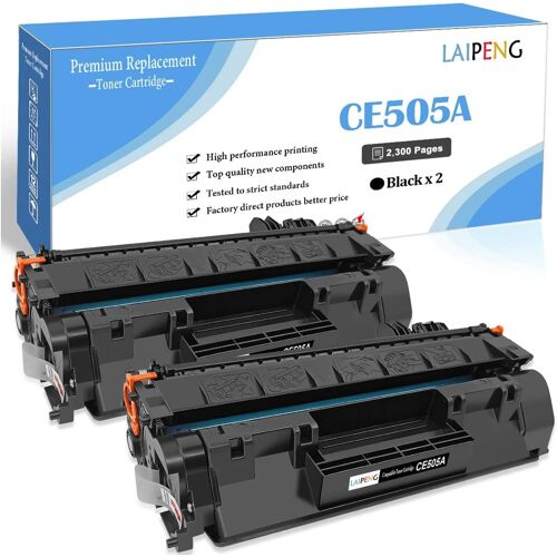 Compatible Cartouche De Toner 05A Ce505A 05X Ce505X Jusqu'À 2000 Pages Pour Hp Laserjet P2030 P2035 P2035N P2050 P2055D P2055Dn P2055X Imprimantes (Ce505A Noir X 2)[ENC944276]