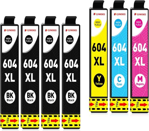 Lot De 7 Cartouches D'Encre 604 Xl Compatibles Avec Epson 604Xl 604 (4 Noir, 1 Cyan, 1 Magenta, 1 Jaune)[ENC945559]