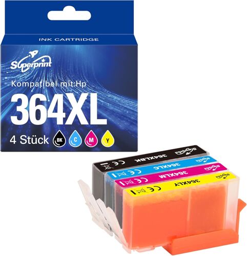 364 Lot De 4 Cartouches Xl À Puce Compatibles Avec Hp 364 Pour Imprimante Deskjet 3070A Eaio, Série D'Imprimantes Photosmart Avec Grande Capacité[ENC944010]