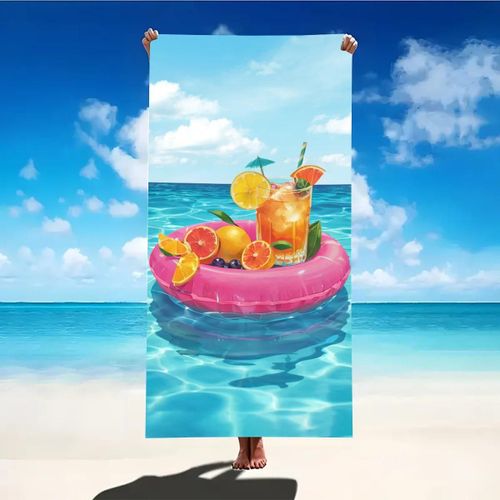 Serviette De Plage Imprimée En Mer,Lavable À Séchage Rapide,Résistante Au Sable,Portable,Pour Voyage,Natation,Camping,Plage.70x140cm-1piece.76