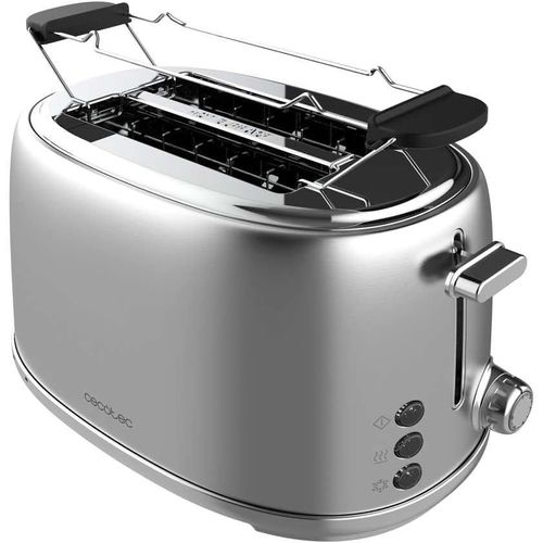 Toast&Taste 1000 Retro Double Inox Est Un Grille-Pain Vertical Avec 2 Fentes Larges Et Courtes De 3,8 Cm En Acier Inoxydable. Puissance De 980 W, Des Barres Supérieures, Puissance Réglable