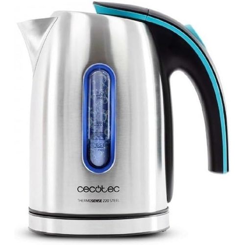 Bouilloire Électrique Thermosense 220 Steel, 1,2 Litres, Sans Bpa, 1630 W De Puissance, Base 360º, Filtre Anticalcaire Amovible, Double Système De Sécurité, Acier Inoxydable