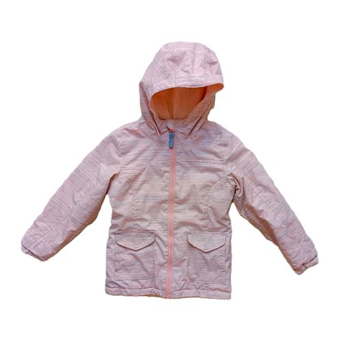 Doudoune Légère Rose Et Gris À Capuche. Réversible. Quechua. Decathlon. Taille 4 Ans