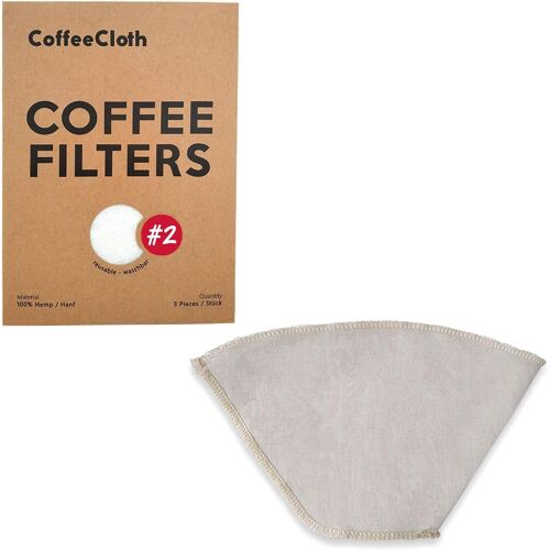 Set De 3 Filtres À Café Réutilisables En Tissu | 100% Chanvre | Sac-Filtres Éco Pour Machine À Café Et À Main | Filtre À Café Définitif Réutilisable Et Multi-Usage (3, Taille 2)