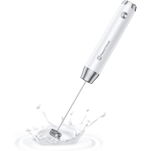 CFRY-Mousseur à Lait Électrique, Rechargeable Mousseur a Lait, Fouet en Acier Inoxydable, étanche Portable Mini Mixeur pour Café, Latte, Cappuccino, Matcha, Lunafro NS (blanc)