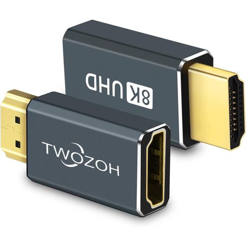 KALANKA-Adaptateur d'extension HDMI 8K (Lot de 2), HDMI 2.1 mâle vers femelle 8K@60Hz, 4@120Hz, 2K@240Hz(2 Pièces)